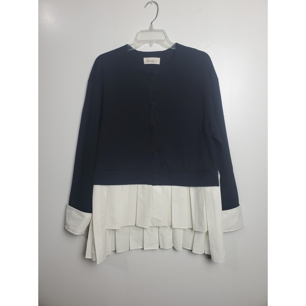 MEIMEIJ Women's White and Black Blouse/Top – Size 46‎ (Italy) / 12 (US) / L